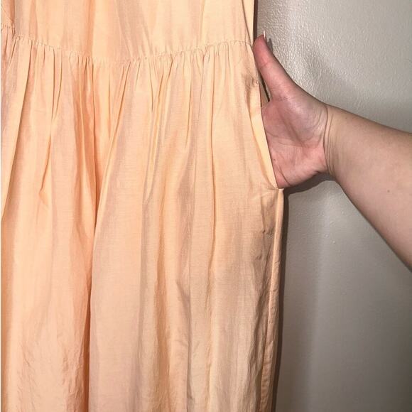 Magali Pascal Corinne Silk Blend Midi Dress Peach/Orange Ruffle Sleeve Small - Picture 5 of 9